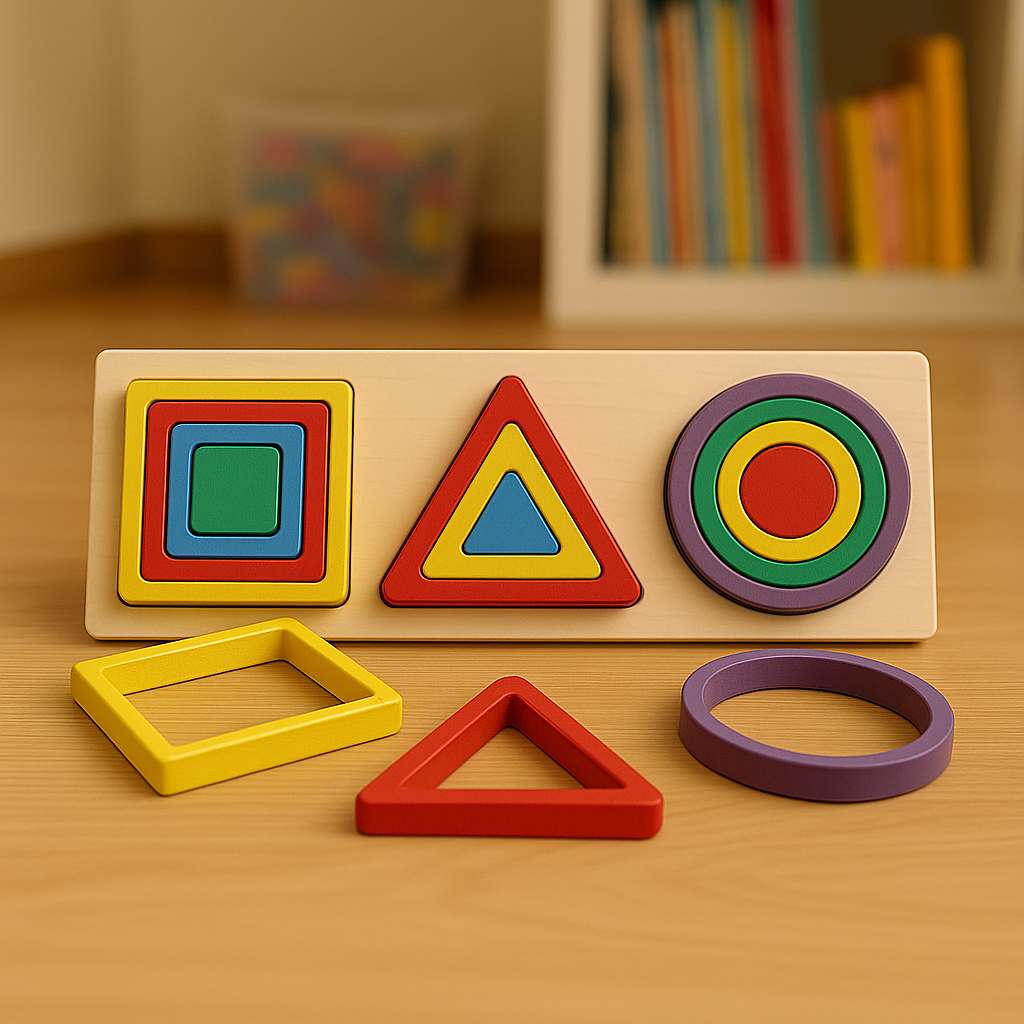 Wooden Multicolor Shapes Layers Sorting Activity Board