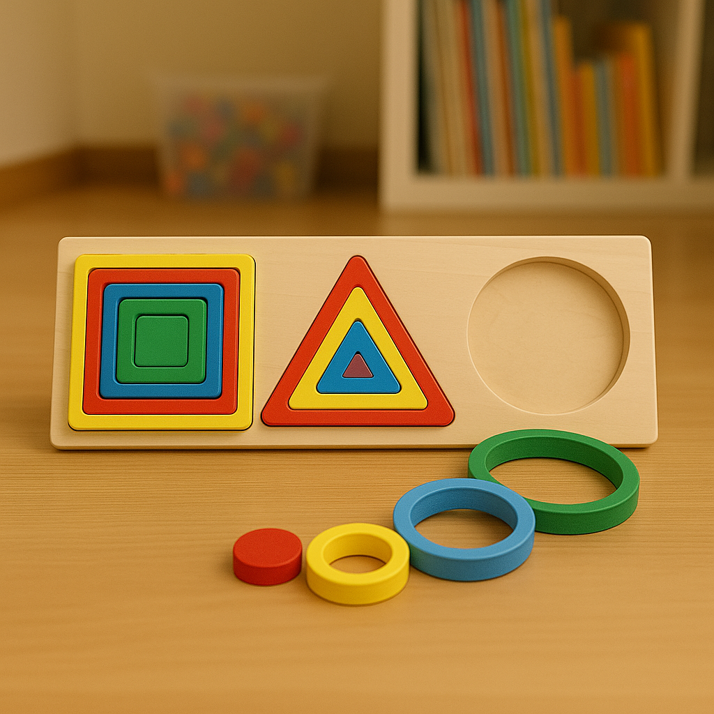 Wooden Multicolor Shapes Layers Sorting Activity Board