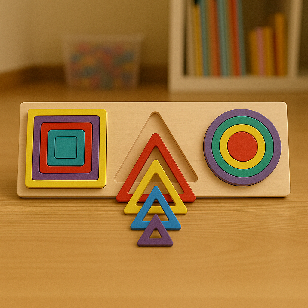 Wooden Multicolor Shapes Layers Sorting Activity Board