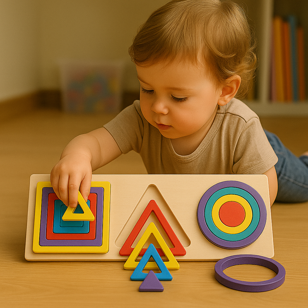 Wooden Multicolor Shapes Layers Sorting Activity Board
