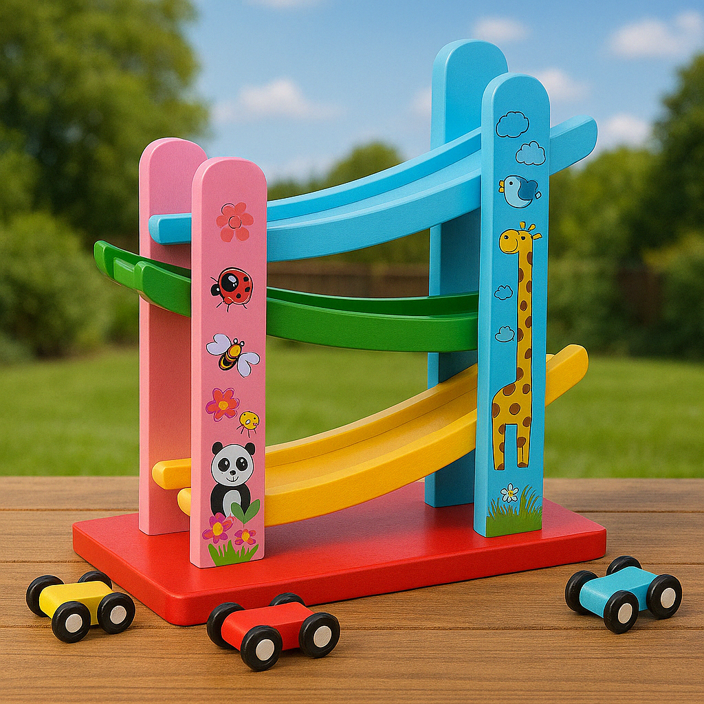 Wooden Speeding Car Racing  Zig-Zag Track