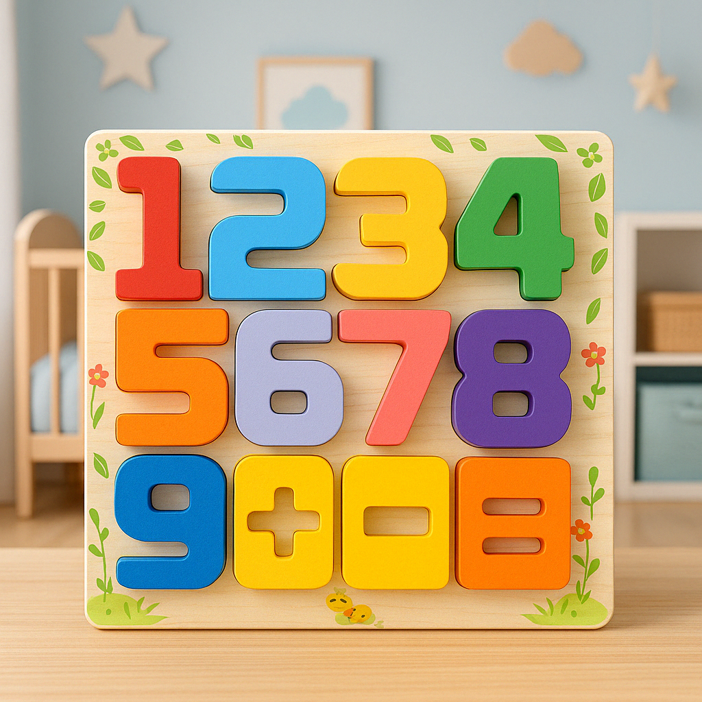Wooden 3D 1-9 Numbers & Signs Sorting Puzzle Board