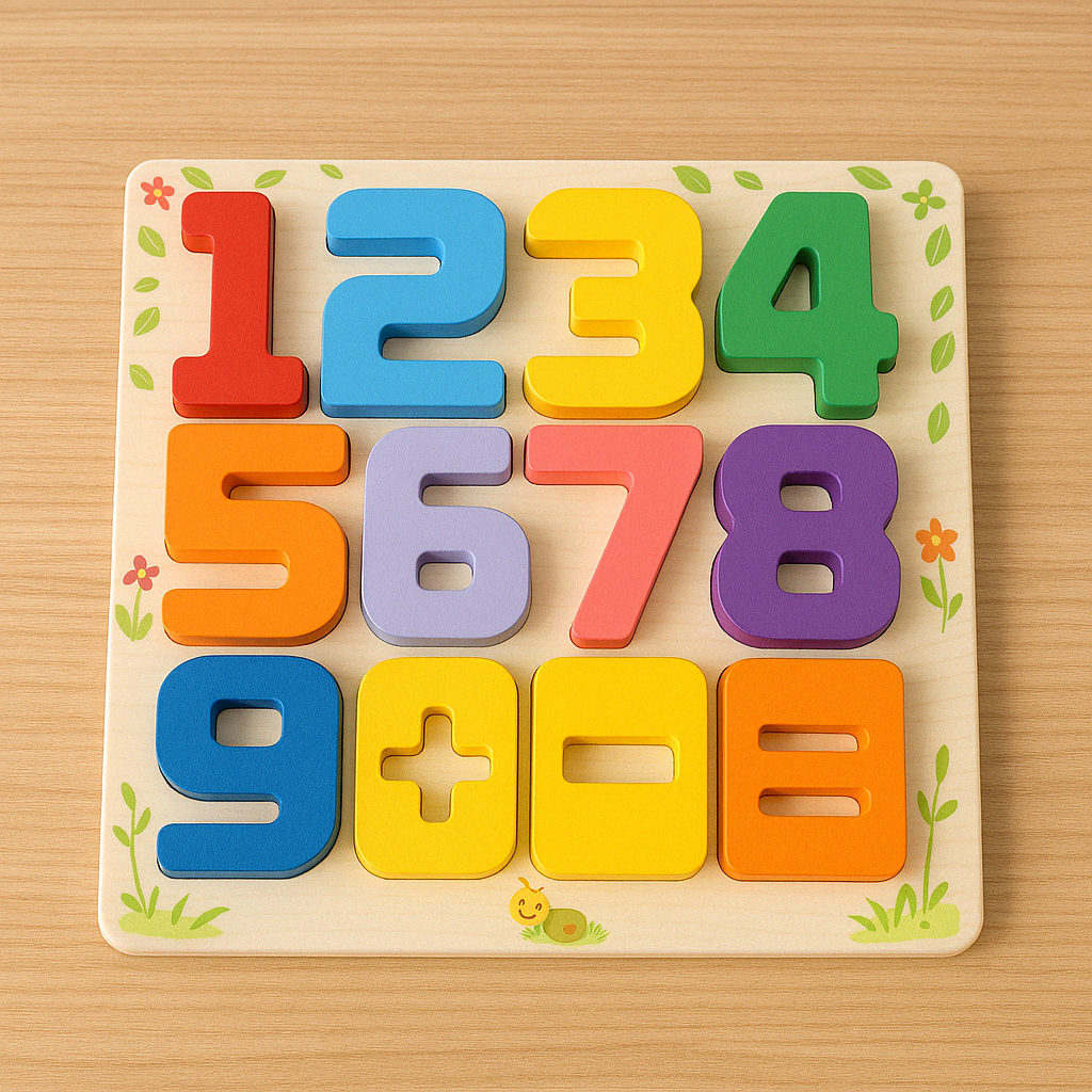 Wooden 3D 1-9 Numbers & Signs Sorting Puzzle Board