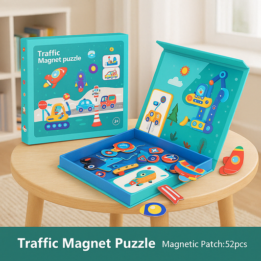 Wooden Magnetic Traffic Puzzles Creative Set