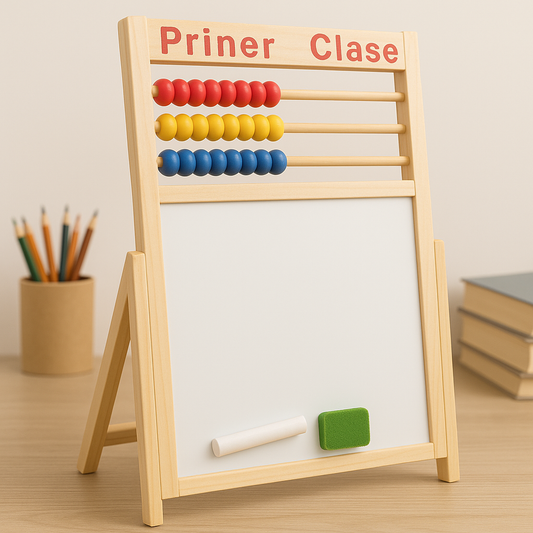 Wooden Magnetic White & Black Board Stand With Abacus