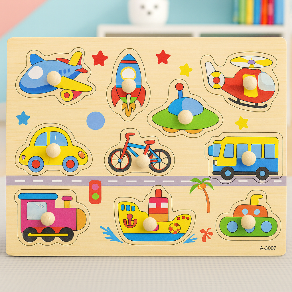 Wooden Sorting Peg Puzzle Knob Boards