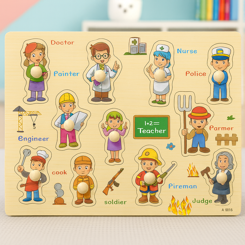 Wooden Sorting Peg Puzzle Knob Boards