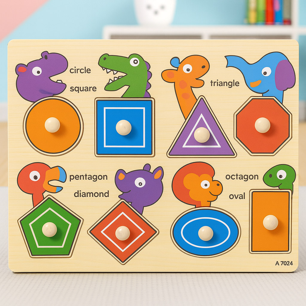 Wooden Sorting Peg Puzzle Knob Boards