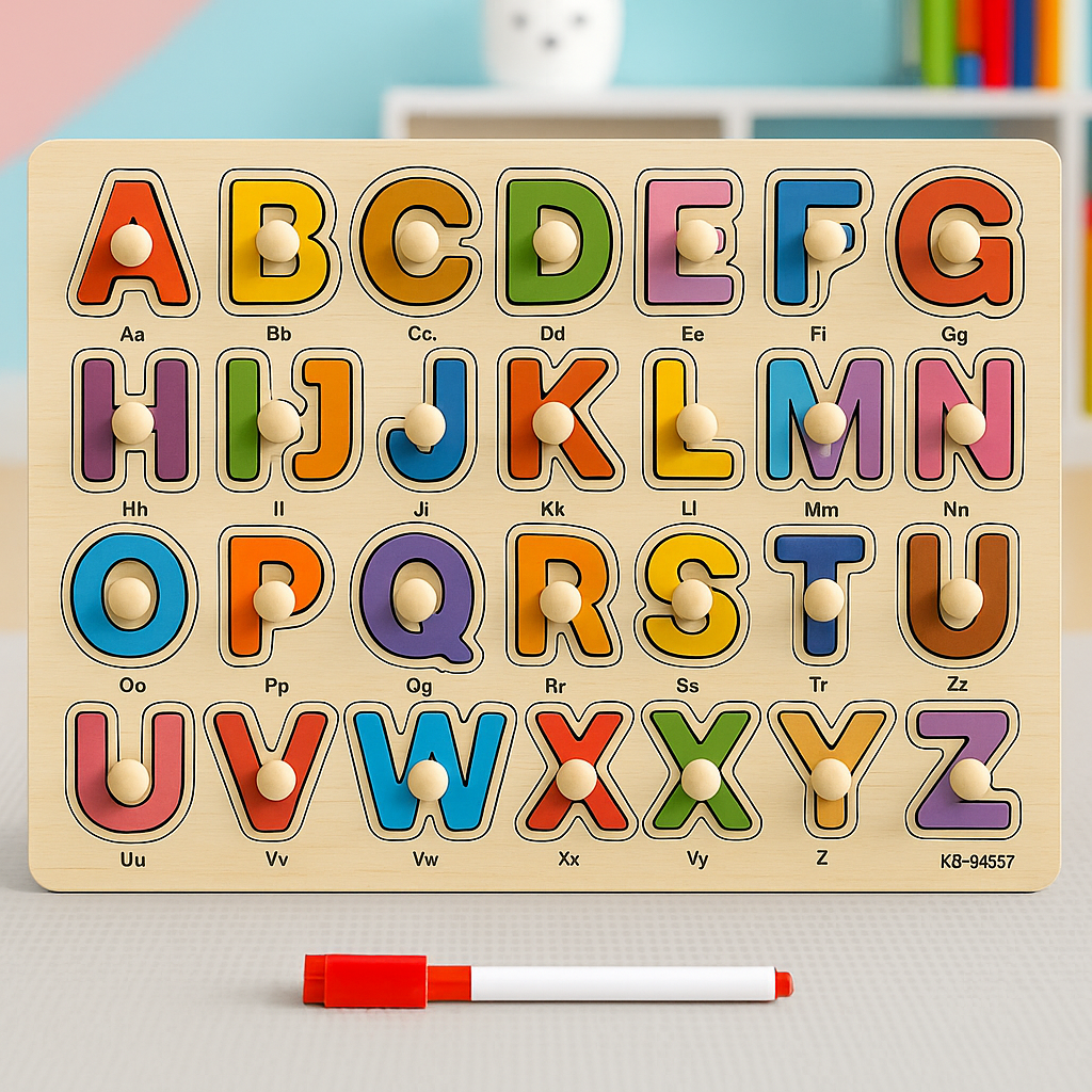 Wooden Sorting Peg Puzzle Knob Boards