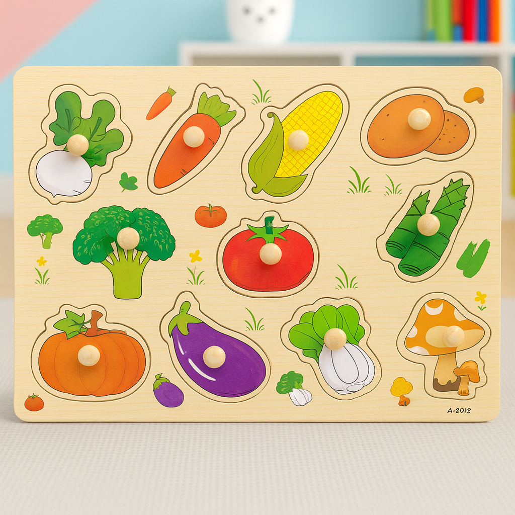 Wooden Sorting Peg Puzzle Knob Boards