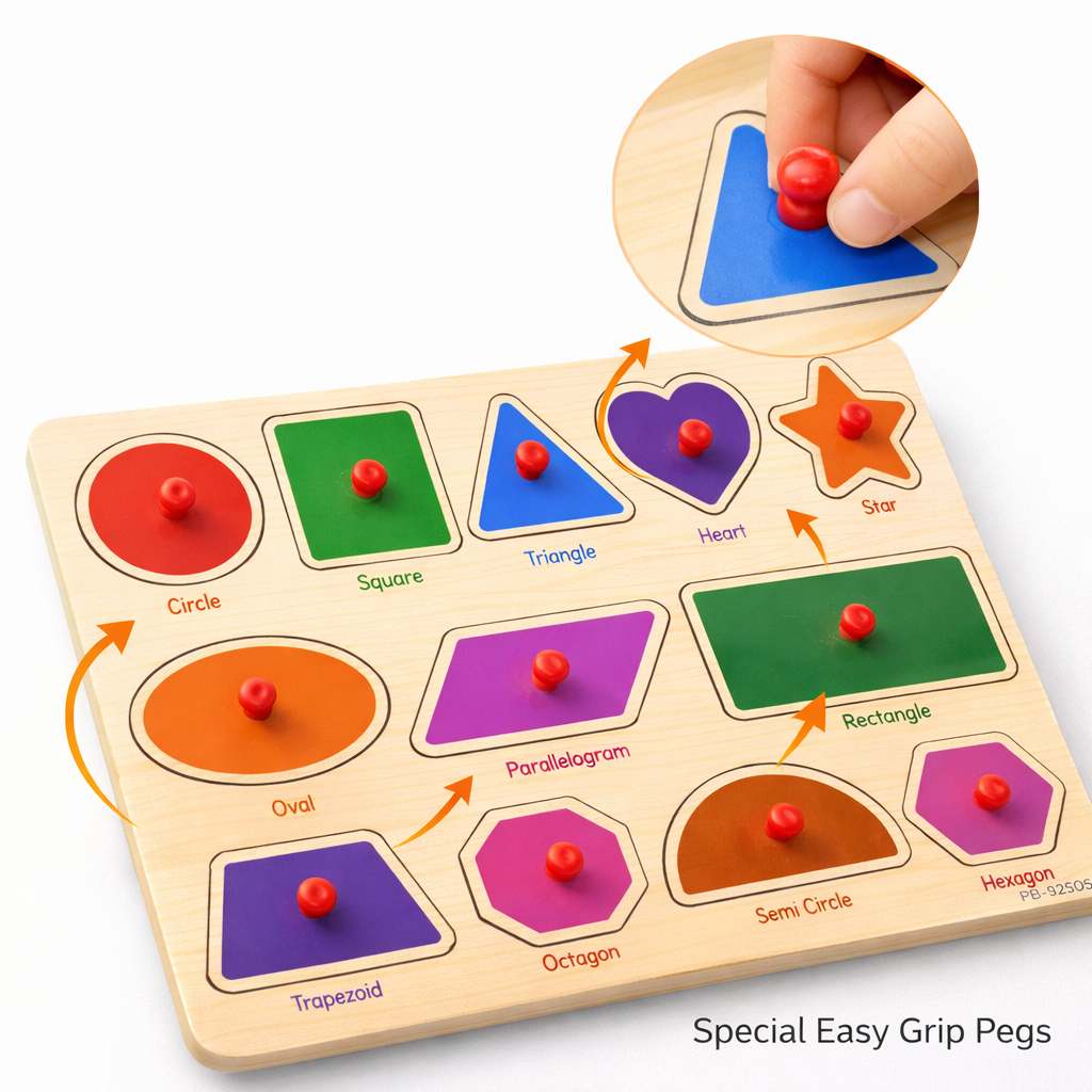 Wooden Montessori Interactive Peg Puzzle Sorting Boards