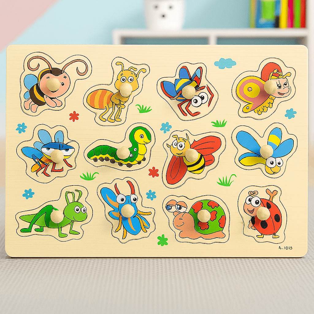 Wooden Sorting Peg Puzzle Knob Boards