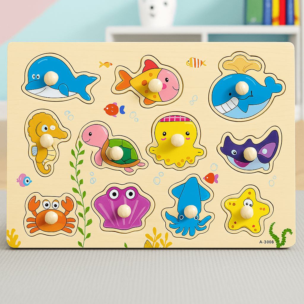 Wooden Sorting Peg Puzzle Knob Boards