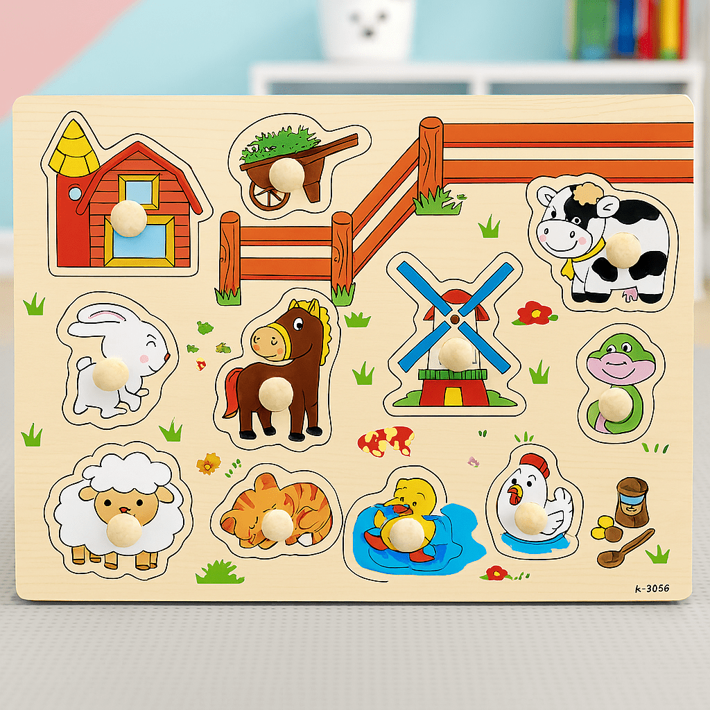 Wooden Sorting Peg Puzzle Knob Boards