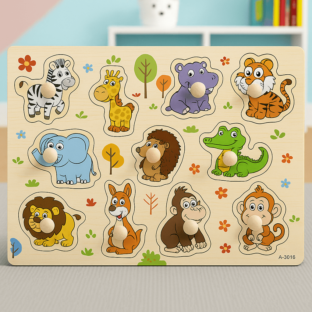 Wooden Sorting Peg Puzzle Knob Boards