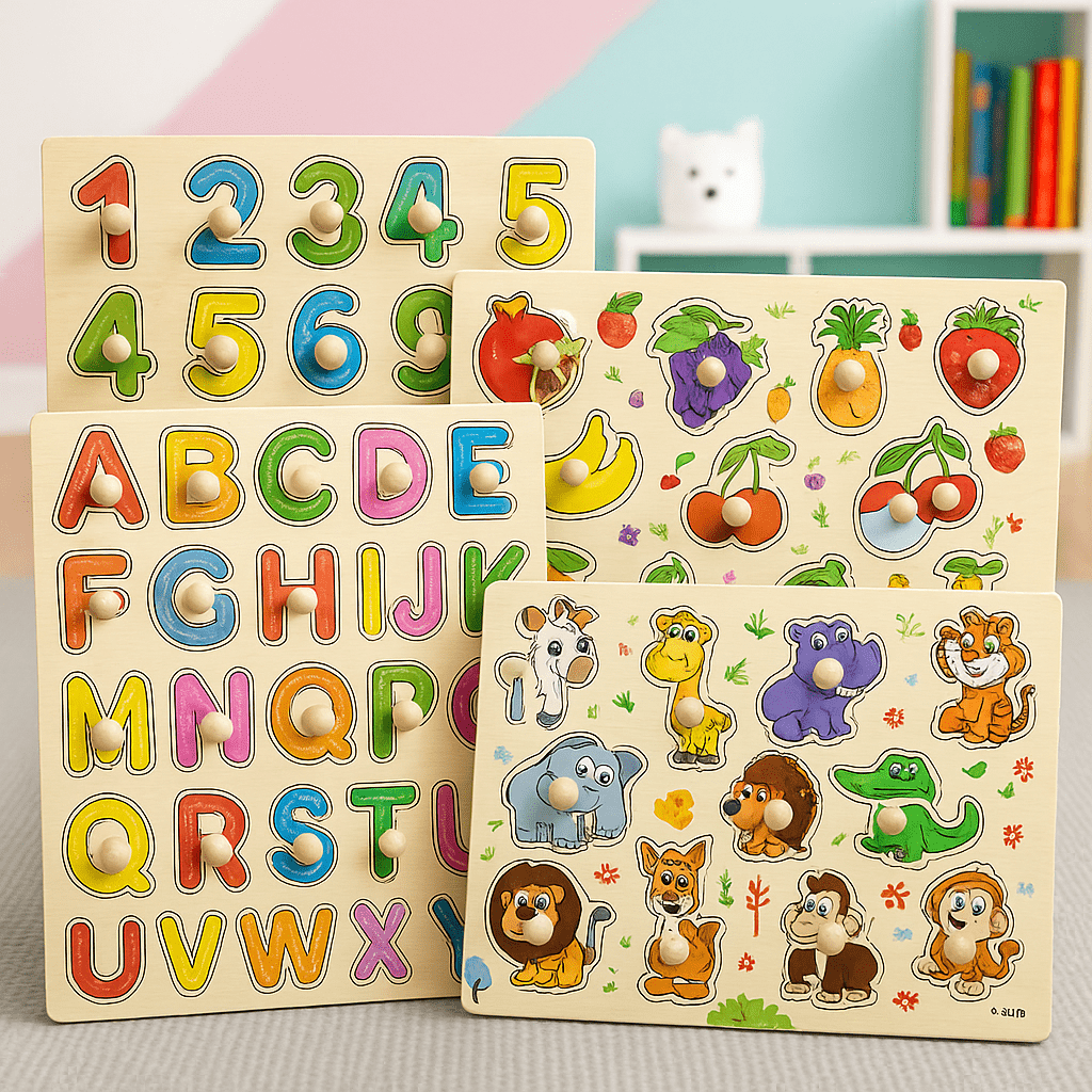 Wooden Sorting Peg Puzzle Knob Boards