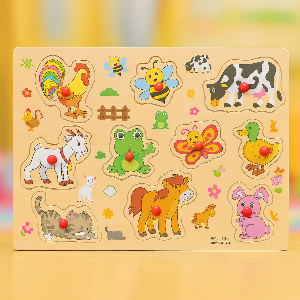 Wooden Peg Puzzle Pin Sorting Boards