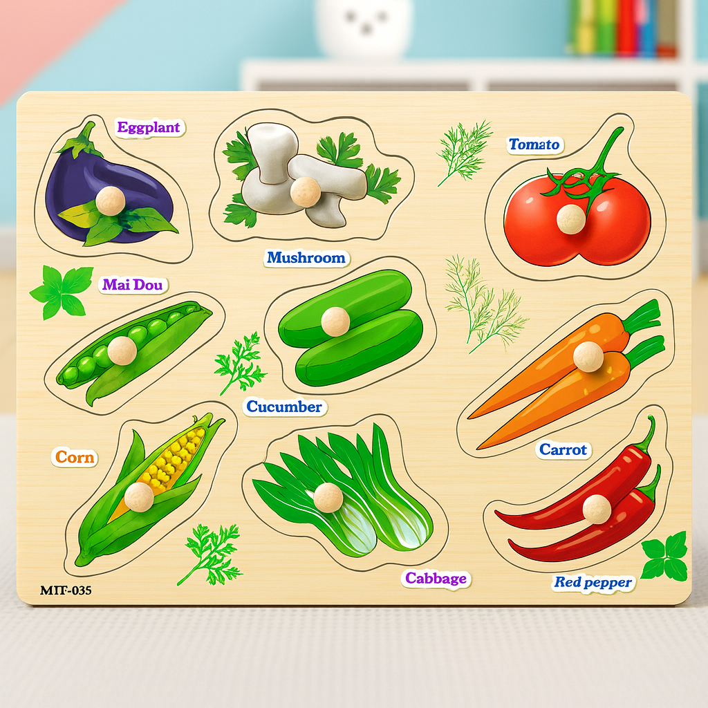 Wooden Sorting Peg Puzzle Knob Boards