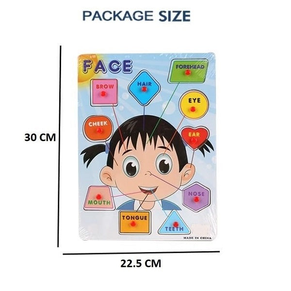 Wooden Face Parts Sorting Peg Puzzle Pin Board-Boy