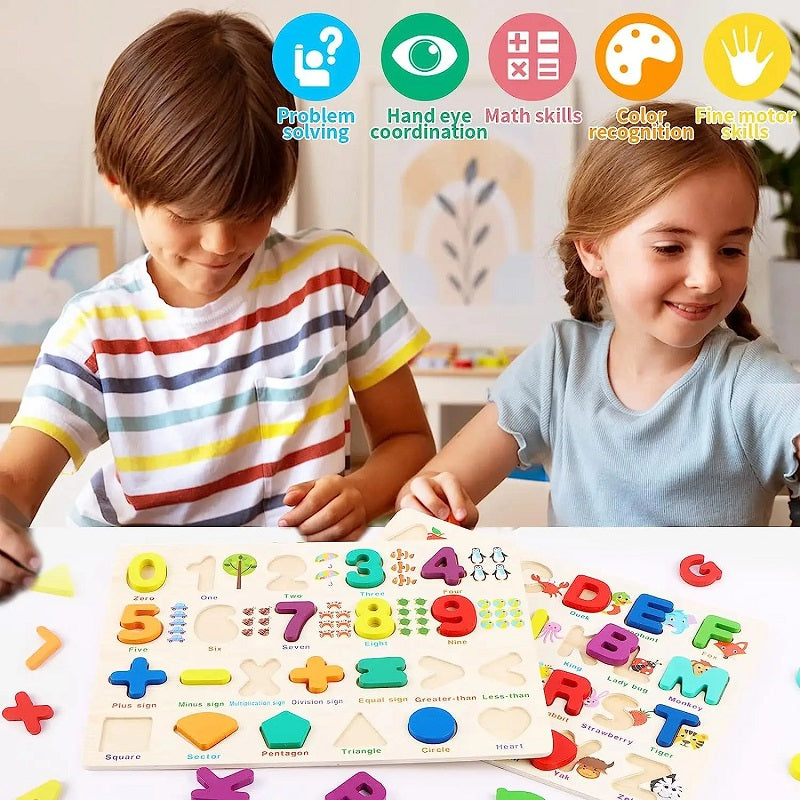 Wooden 3d Multicolor 0-9 Numbers With Shapes & Sign Sorting Board