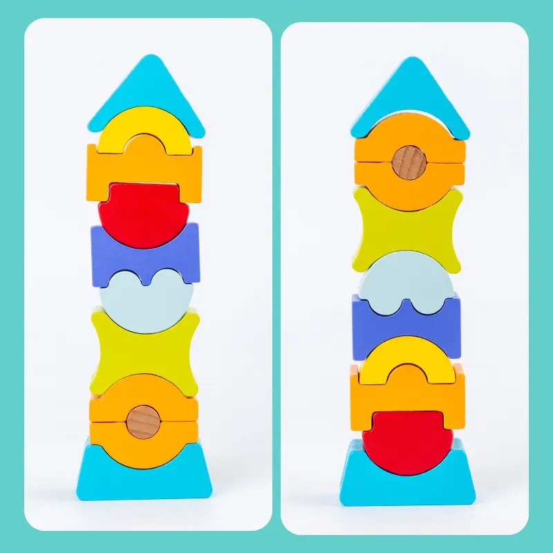 Wooden Pyramid Stacking & Balancing Building Blocks