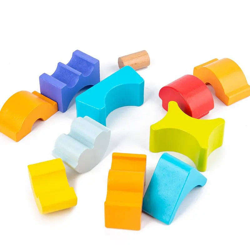 Wooden Pyramid Stacking & Balancing Building Blocks