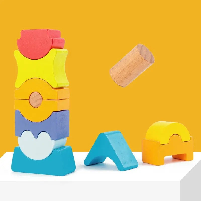 Wooden Pyramid Stacking & Balancing Building Blocks