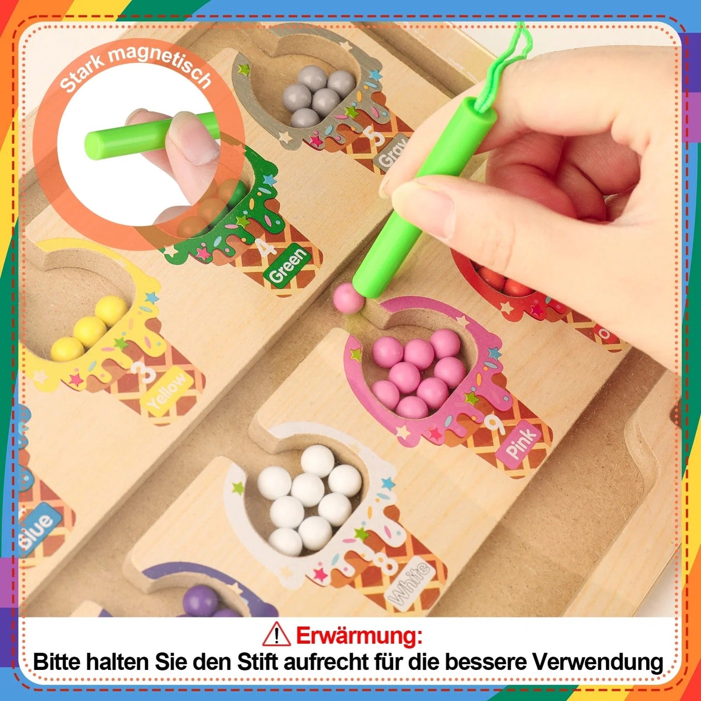 Wooden Magnetic Color & Number Sorting Beans Maze Game