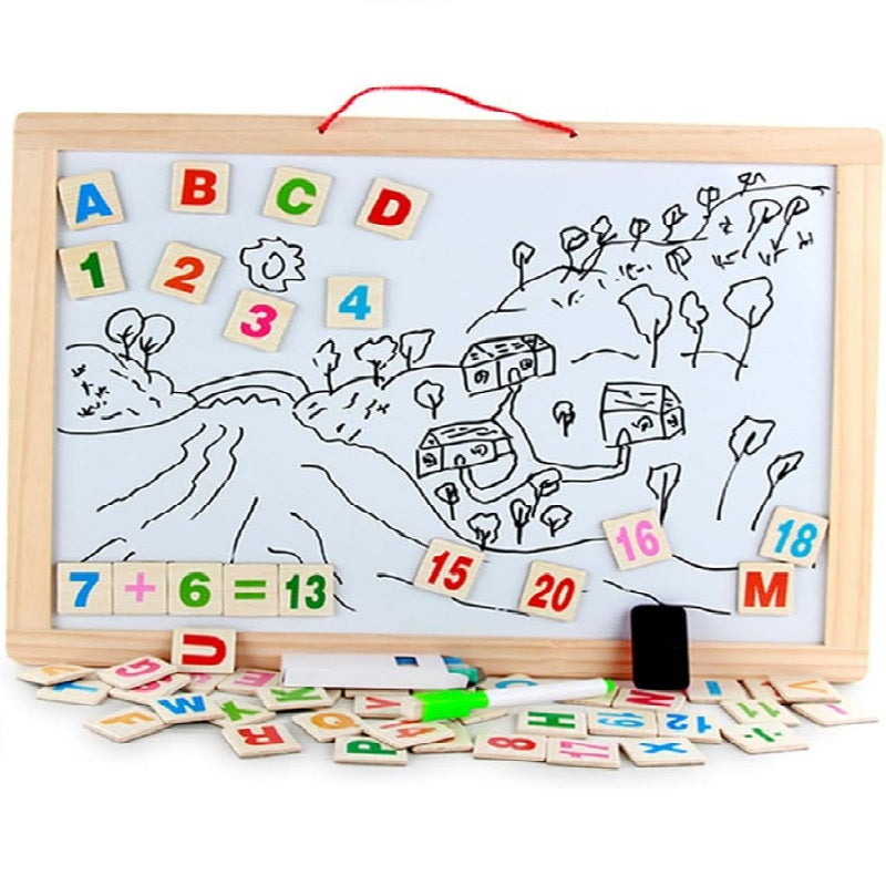 Wooden Magnetic Double Sided White & Black Writing & Drawing Board