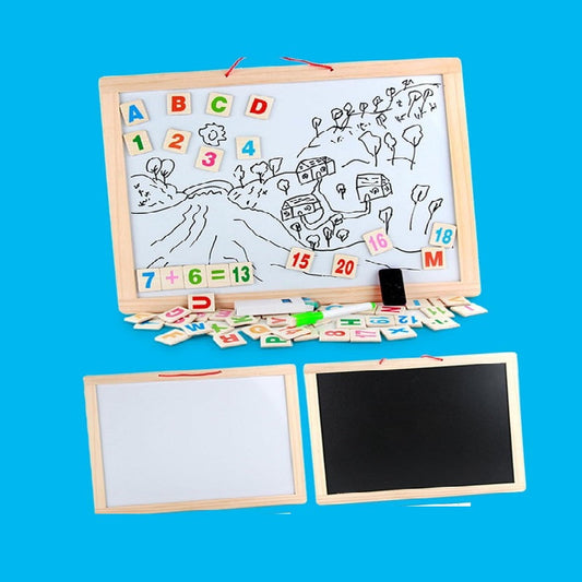 Wooden Magnetic Double Sided White & Black Writing & Drawing Board