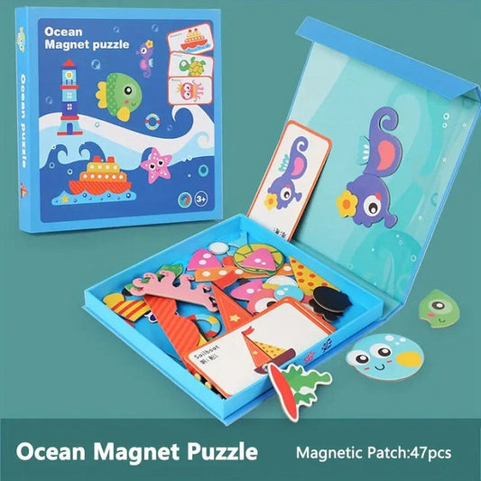 Wooden Magnetic Ocean Puzzles Creative Set
