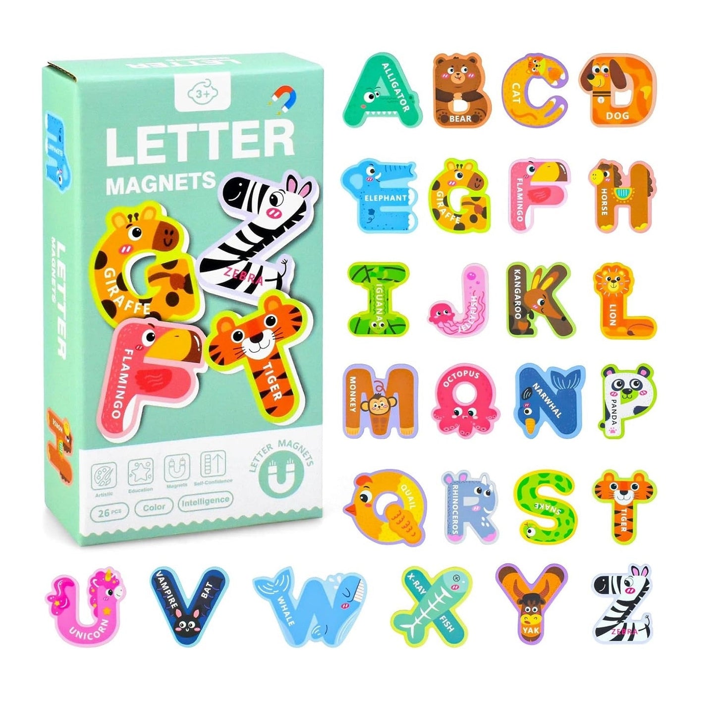 Wooden Magnetic Animal Theme Capital Alphabets Set