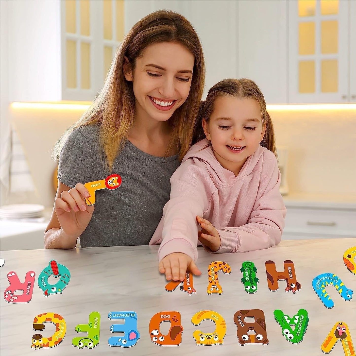 Wooden Magnetic Animal Theme Capital Alphabets Set