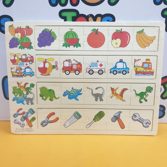 Wooden Animal & Objects Matching Jigsaw Puzzle Board