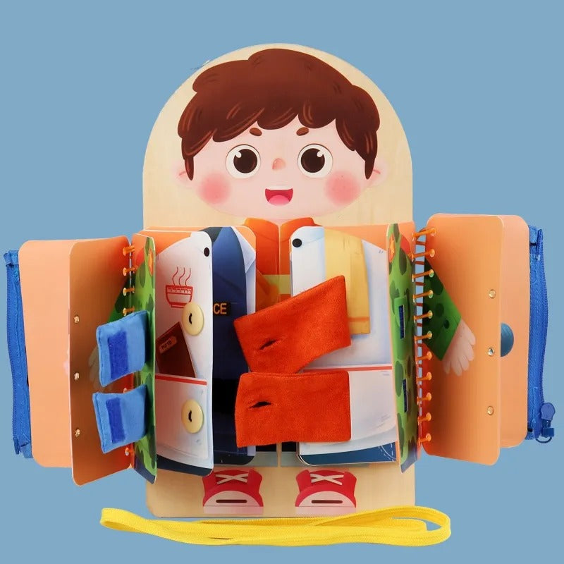 Wooden Montessori 3D Folding Cloth busy Book