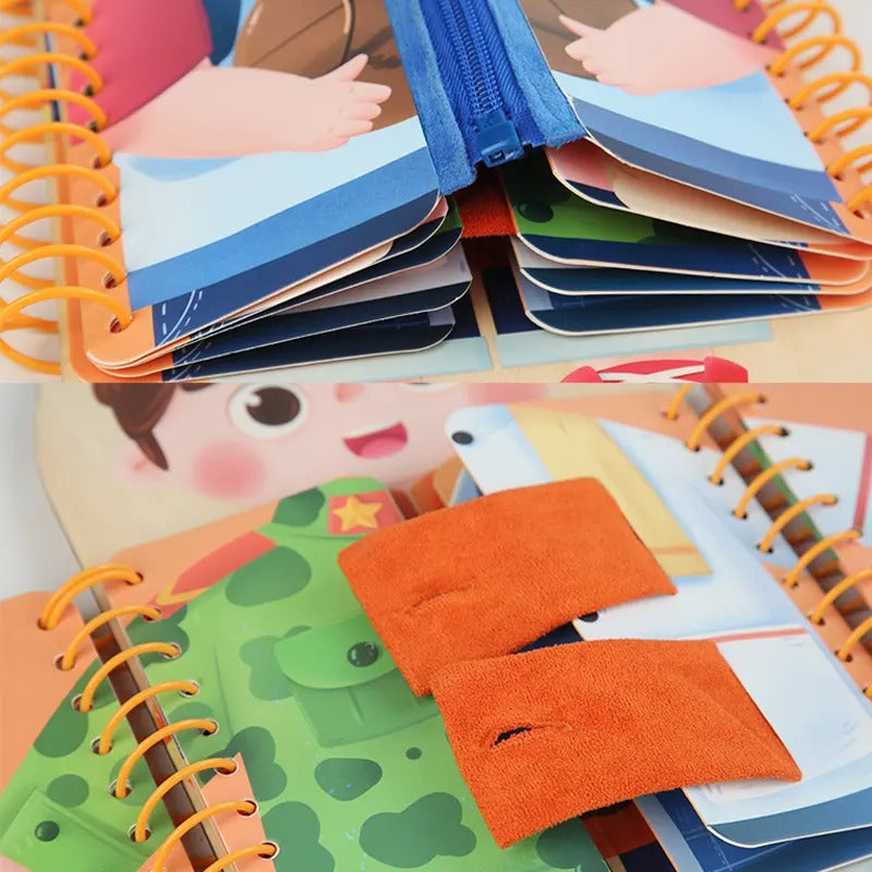 Wooden Montessori 3D Folding Cloth busy Book