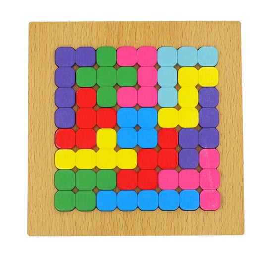 Wooden Tetris Jigsaw Puzzle Board