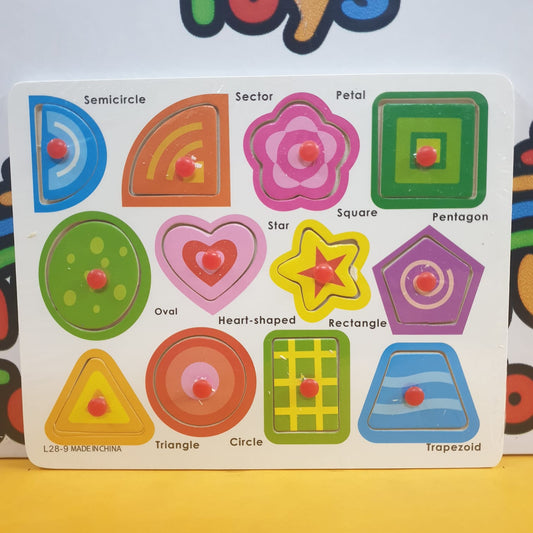 Wooden Shapes Peg Puzzle Pin Boards