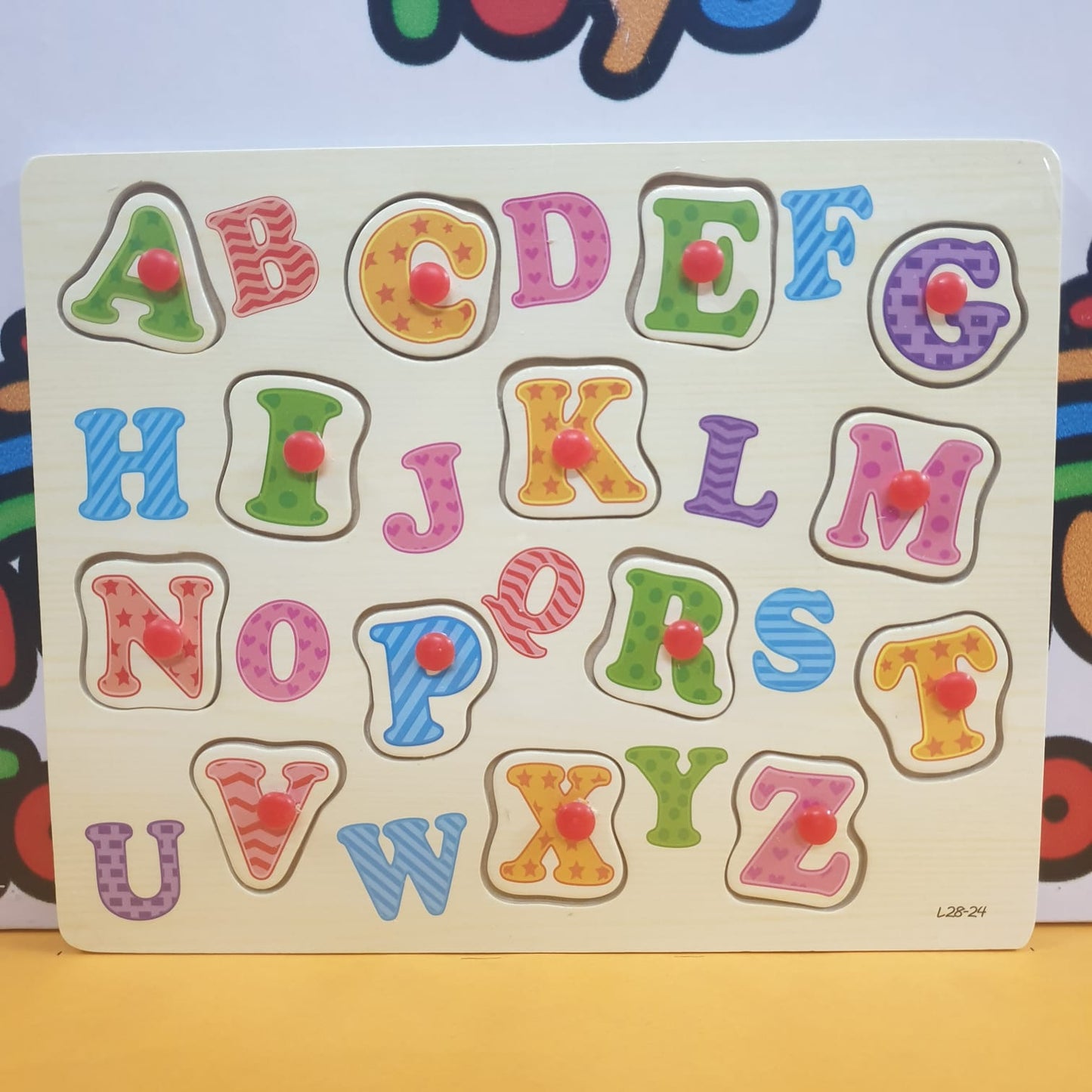 Wooden Capital Alphabets Peg Puzzle Pin Board