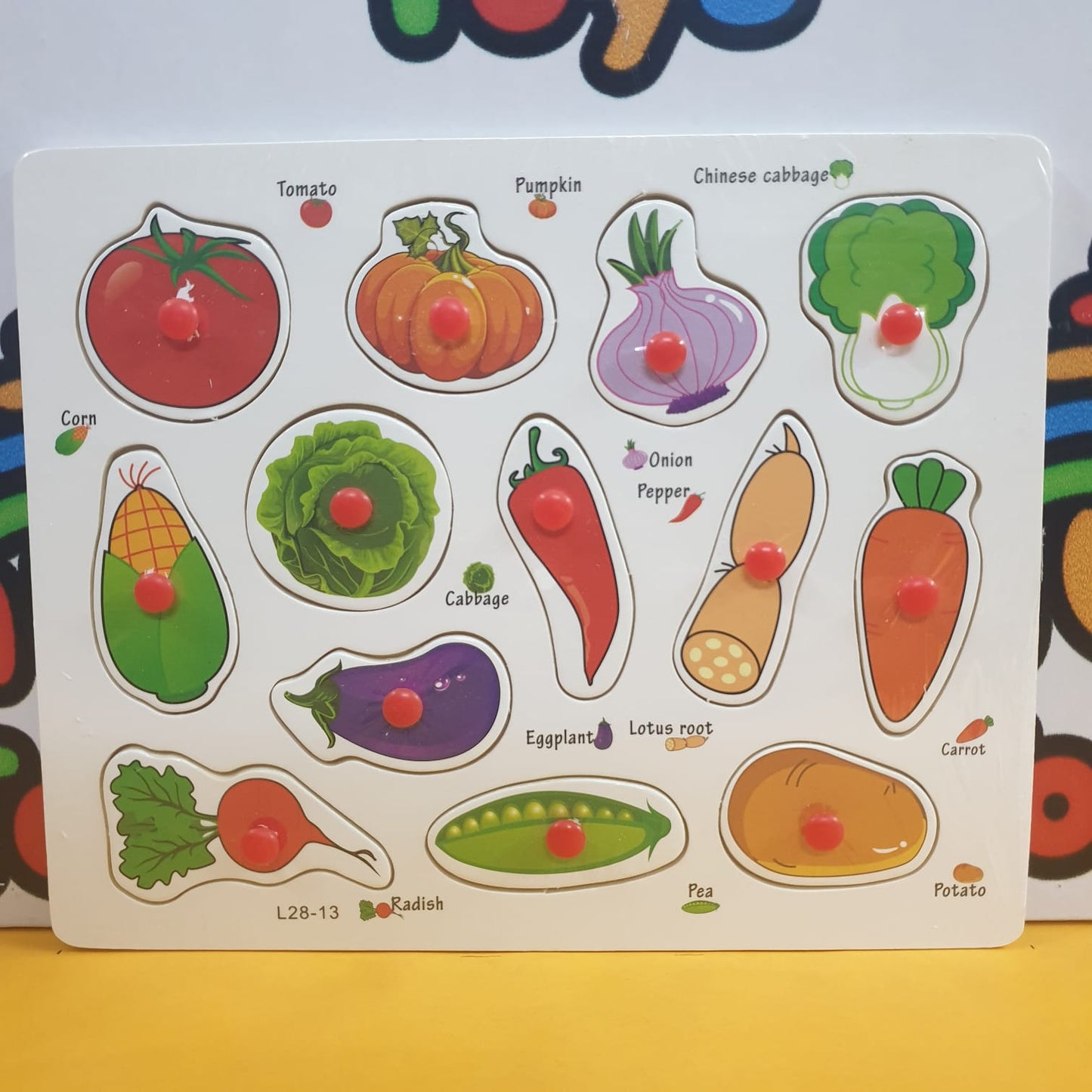 Wooden Vegetables Peg Puzzle Pin Board