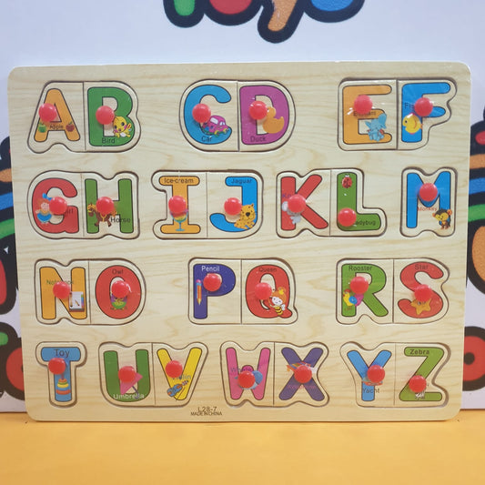 Wooden Capital Alphabets Peg Puzzle Pin Board