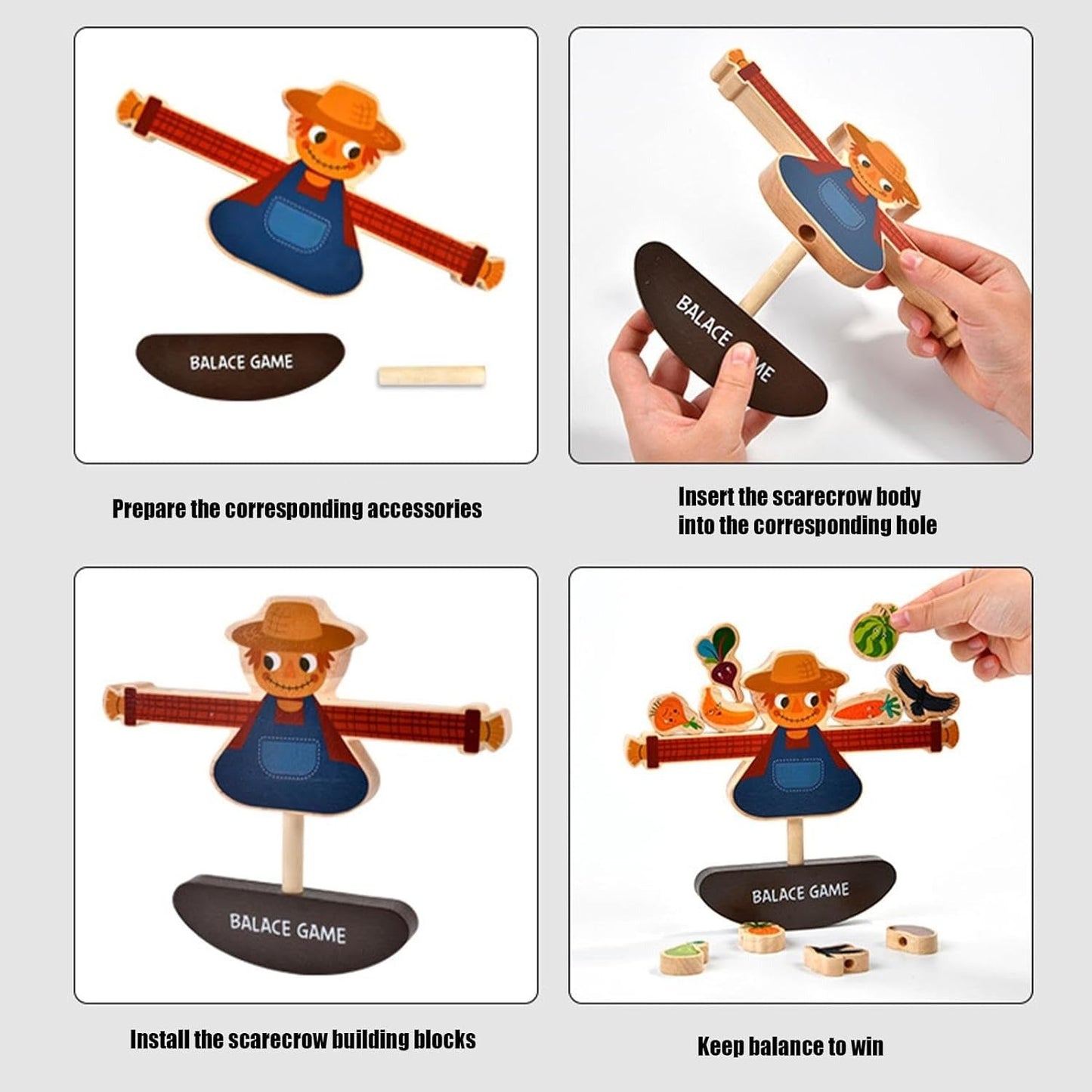 Wooden Montessori Balancing Game With Lacing Activity