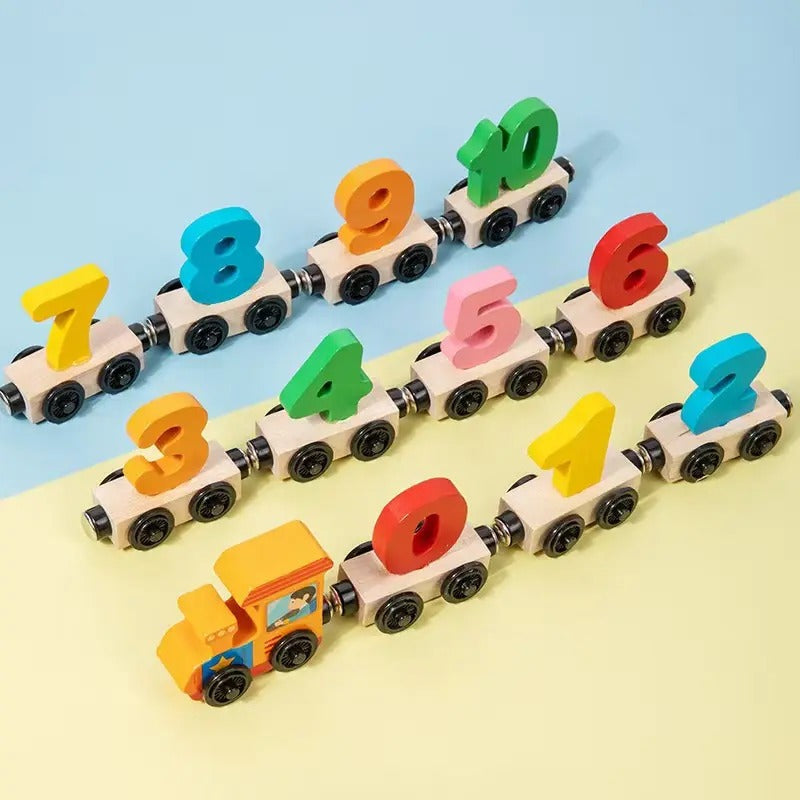 Wooden Magnetic Digital Numbers Sorting Big Train