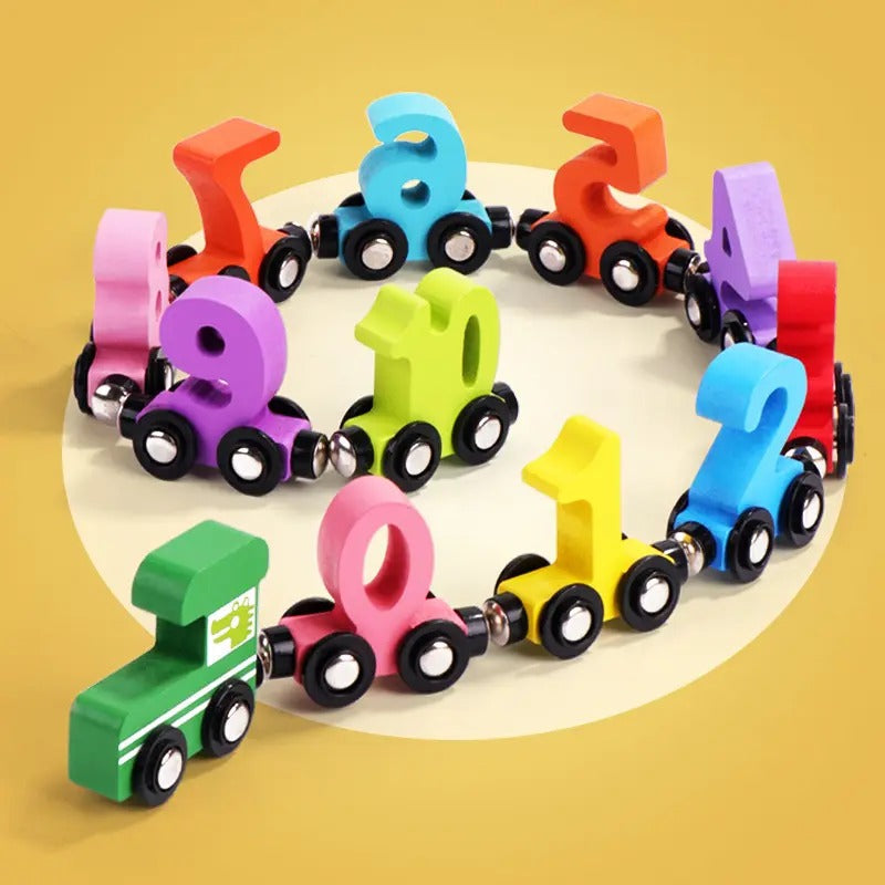 Wooden Magnetic Digital Numbers Sorting Big Train