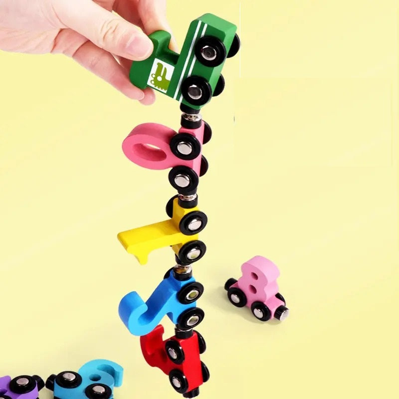 Wooden Magnetic Digital Numbers Sorting Big Train