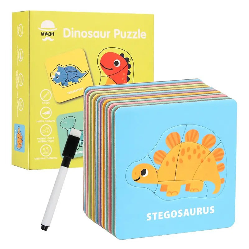 Wooden Multifunctional Animals Jigsaw Puzzle With Sketching Activity