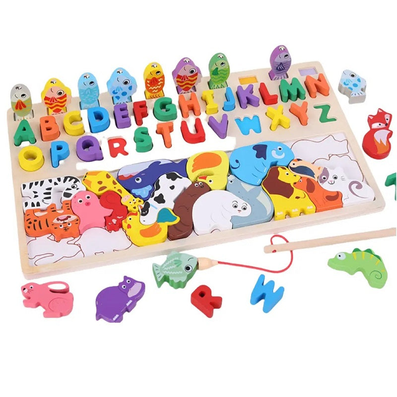 Wooden 4 in 1 Montessori logarithmic Activity Busy Board