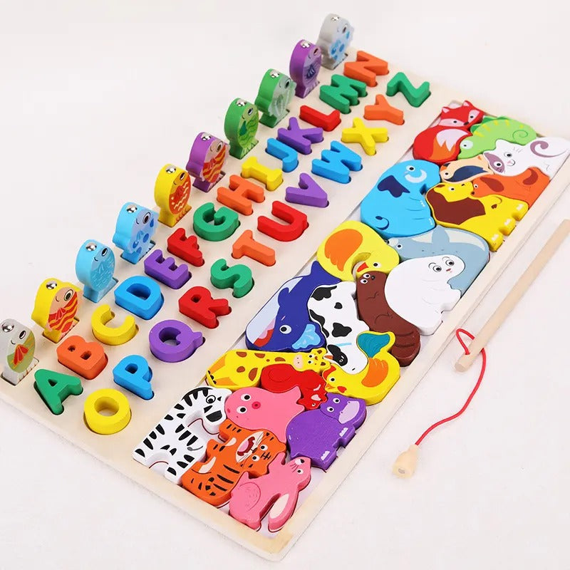 Wooden 4 in 1 Montessori logarithmic Activity Busy Board
