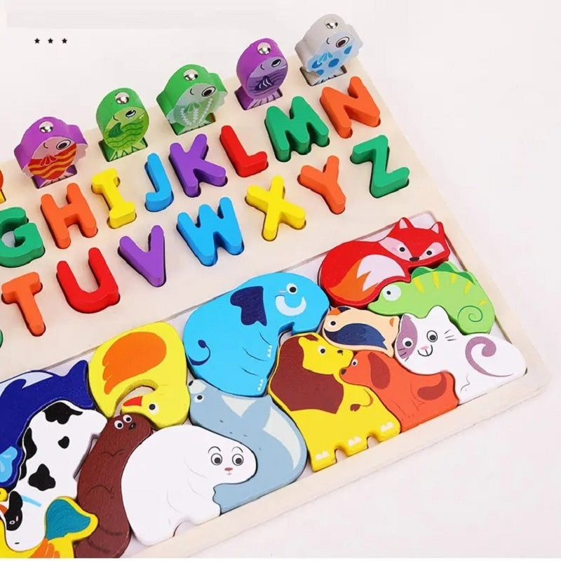 Wooden 4 in 1 Montessori logarithmic Activity Busy Board