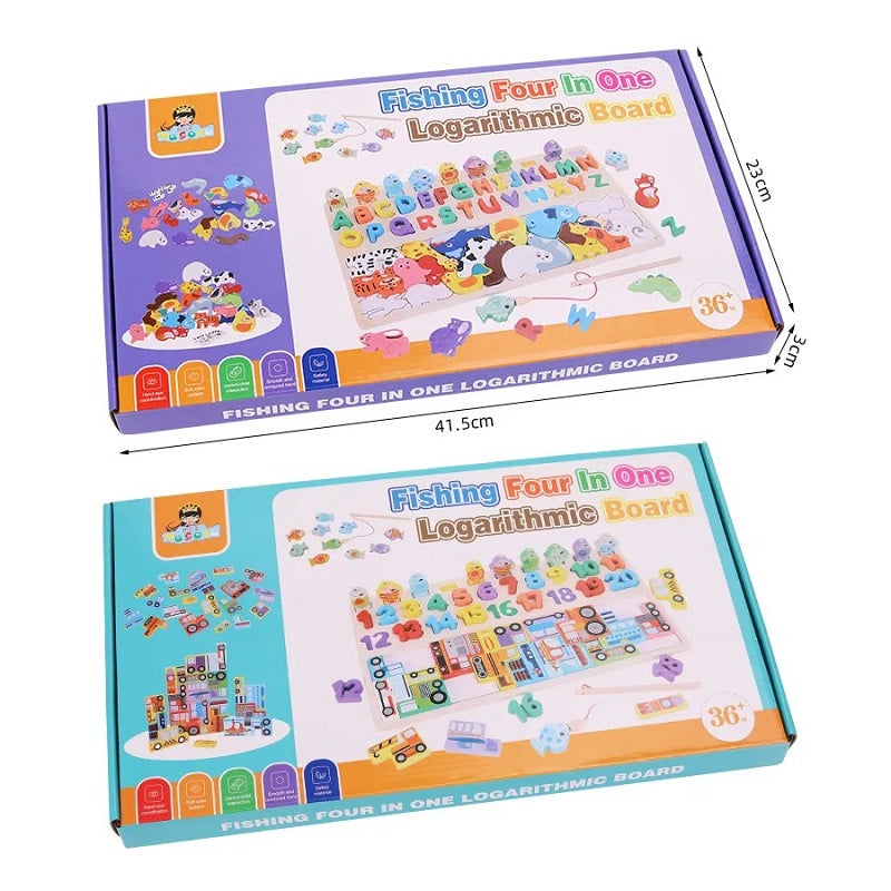 Wooden 4 in 1 Montessori logarithmic Activity Busy Board